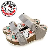 【HELLO KITTY】女 拖鞋 厚底拖鞋 楔型拖鞋 輕量 凱蒂貓 臺灣製 JP22.5 灰色