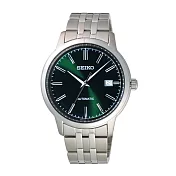 SEIKO 經典紳士時尚機械腕錶-銀X綠