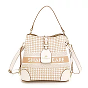 JSN - 莎士比亞貴族千鳥紋系列時尚名媛手提肩背包-共2色 杏色