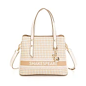 JSN - 莎士比亞貴族千鳥紋系列百搭時尚手提單肩斜背小方包-共2色 杏色