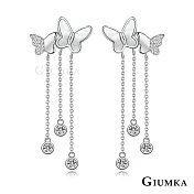 GIUMKA 925純銀耳環 蝴蝶流蘇 MFS22058 無 銀色款一對