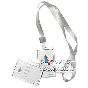 (時尚銀)證件套掛繩 卡套掛繩+(銀色)鋁合金識別證卡套 證件吊牌- 直式證件套