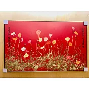 【玲廊滿藝】馬靜志 Ching Ma-紅霞吉氣 花開富貴90x150cm