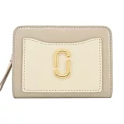 MARC JACOBS THE SNAPSHOT防刮撞色對開拉鍊短夾- 米白