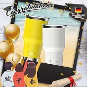 【德國Buderus】陶瓷不鏽鋼冰霸杯 900ml 2入組-繽紛多色 霧白日黃配