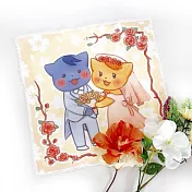 插畫小方巾-貓貓的婚禮