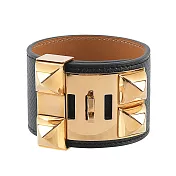 HERMES EPSOM皮 鉚釘金釦CDC手環 展示品 (S) (黑色)