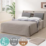 Homelike 喜家居雙人5尺附插座床台組(雪杉色)(2350) 雪杉色
