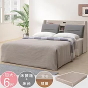 Homelike 喜家居雙人加大6尺附插座床台組(雪杉色)(2350) 雪杉色