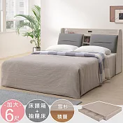 Homelike 喜家居雙人加大6尺附插座抽屜床組(雪杉色)(2350) 雪杉色