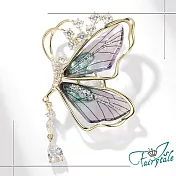 【伊飾童話】半透仙子＊蝶型流蘇水鑽別針胸針/紫