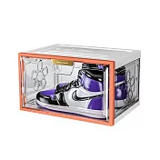 【AOTTO】透明磁吸翻蓋收納折疊鞋盒-4入 橘色