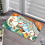 義大利Fancy Belle《Sanrio-HELLO KITTY嘉年華》抗菌可水洗軟式珪藻土強效吸水地墊 60*39CM+大容量洗衣袋1入(超值組合)