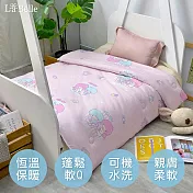 義大利La Belle《Sanrio-雙星仙子甜蜜星空》海島針織棉可水洗兒童抗菌暖暖被105*135CM+大容量洗衣袋1入(超值組合)