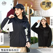 JOJOGO 雙面穿機能衝鋒衣 M 女-酷黑
