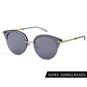 【SUNS】時尚眉架框太陽眼鏡 復古半框墨鏡 高質感金屬框 抗UV400 S809 白水銀