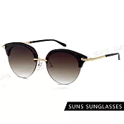 【SUNS】時尚眉架框太陽眼鏡 復古半框墨鏡 高質感金屬框 抗UV400 S809 漸進茶