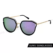 【SUNS】時尚大框墨鏡 幾何簍空顯小臉 高質感金屬框 抗UV400 S807 紫水銀