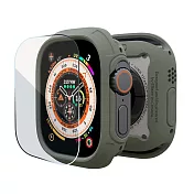 加拿大elkson Apple Watch Ultra 1-2 49mm Quattro Max軍規保護殼+保護貼套組(附貼膜神器) 炭綠
