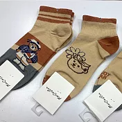 【Wonderland】棕色熊熊100%純棉日系短襪/踝襪/女襪(5雙) FREE 隨機.含重覆色