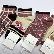 【Wonderland】草莓熊100%棉日系短襪/踝襪/女襪(5雙) FREE 隨機.含重覆色