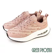 【GREEN PHOENIX】女 休閒鞋 氣墊鞋 懶人鞋 厚底 彈力 Q彈 免綁帶 EU35 粉紅色