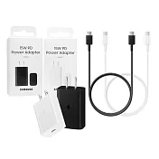 SAMSUNG原廠 M系列 T1510 15W Type C盒裝旅充頭 + 三星製造 雙Type C充電線組 白色