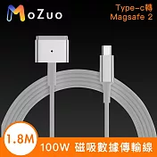 【魔宙】Type-c 轉 Magsafe 2規格100W快充 磁吸數據傳輸線1.8米