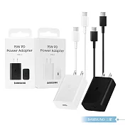 Samsung 原廠盒裝15W Type C充電器T1510+三星製造 雙Type C線組 (for Galaxy A) 白色