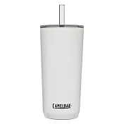 【美國CamelBak】600ml Straw Tumbler 雙層不鏽鋼吸管杯(保冰)  經典白