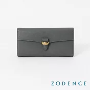 ZODENCE RING進口真皮翻蓋長夾 鐵灰