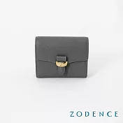 ZODENCE RING進口真皮簡式短夾 鐵灰