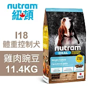 【Nutram 紐頓】I18 體重控制犬 雞肉豌豆 11.4KG狗飼料 狗食 犬糧