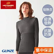 【日本GUNZE】集中型保暖高領發熱衣(MH9445-GRY) L 灰色