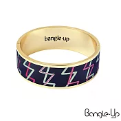 【BANGLE UP】法國巴黎 閃電波紋琺瑯鍍金手環 - 深海藍