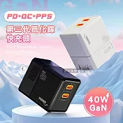 HANG 氮化鎵GaN USB-C/PD雙孔快速充電器 40W雙Type-C迷你快充頭 白色