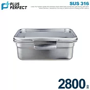 理想PERFECT 極緻316不鏽鋼保鮮盒 2800cc(長25cm) SJ-9030280 臺灣製