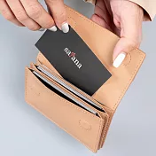 satana - Leather 簡約名片卡夾 - 裸茶色