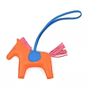 Hermes 愛馬仕 Rodeo小羊皮撞色手工馬兒吊飾(中) 橘/藍