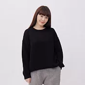 好我 Elva小拋袖圓領寬版針織上衣 黑