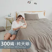 《BUHO》素面文青300織100%TENCEL純天絲™6x7尺雙人兩用被+枕套三件組 《灰霧可可》