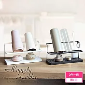【Homely Zakka】日式簡約鐵藝多功能雙層瓶罐瀝水架收納架置物架_2色一組