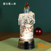 【iSFun】融化蠟燭＊聖誕風雪花水晶夜燈擺飾/ 雪花雪人款