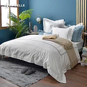 法國CASA BELLE《星鑽幻夢》雙人匹馬棉刺繡四件式防蹣抗菌吸濕排汗兩用被床包組(共兩色)-白色