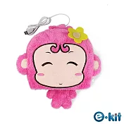 逸奇e-Kit 冬天保暖用品/可愛小猴子/保暖滑鼠墊/保暖手墊/USB滑鼠墊/可拆洗/交換禮物-粉色 UW-MS30 PK