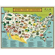 美國 Cavallini & Co. 1000片拼圖 美國國家公園地圖