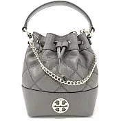 TORY BURCH 拼接皮革素面兩用水桶包-岩石灰