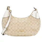 COACH 滿版LOGO拼接皮革兩用包-卡白