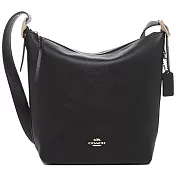 COACH 素面荔枝皮革斜背包 黑