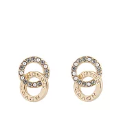 COACH 水鑽及玻璃珍珠連扣圓圈針式耳環 (金色)